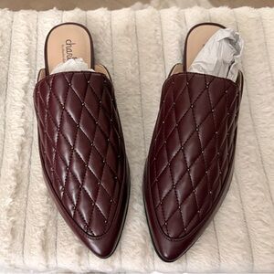 Charles David Deep Maroon Smooth Quilted Flat Este Mule